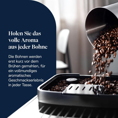 De’Longhi Magnifica Evo ECAM292.81.SB - Kaffeevollautomat mit Vollautomatischem cremigen Milchschaum, 7 One-Touch-Getränke,Cappuccino & Espresso,Kaffeemaschine,Soft-Touch-Bedienfeld,Silber