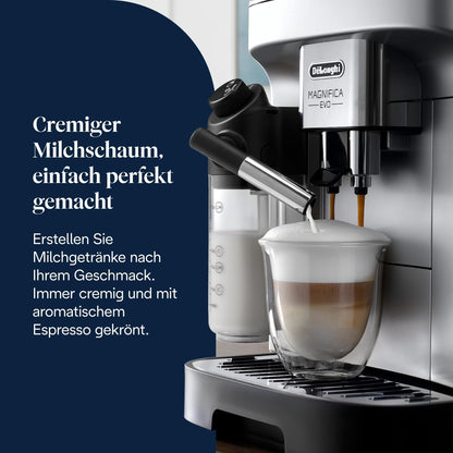De’Longhi Magnifica Evo ECAM292.81.SB - Kaffeevollautomat mit Vollautomatischem cremigen Milchschaum, 7 One-Touch-Getränke,Cappuccino & Espresso,Kaffeemaschine,Soft-Touch-Bedienfeld,Silber